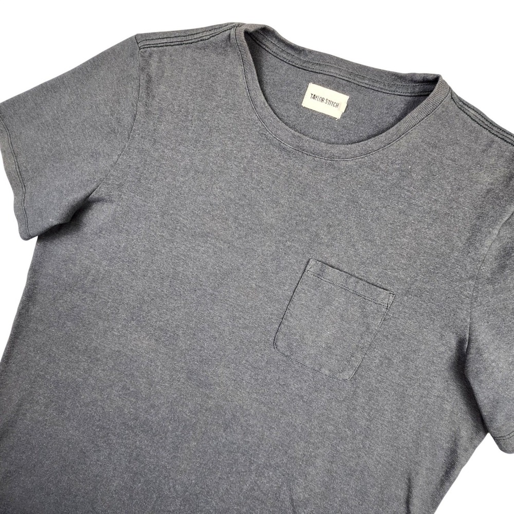 Taylor Stitch Heavy Bag T Shirt Men 46 Pocket Gray Short Sleeve Cotton Blend USA